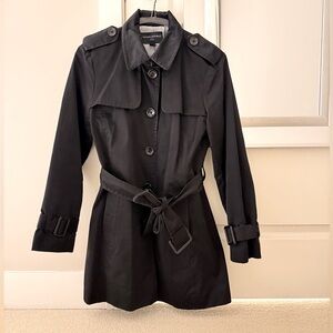 Banana Republic Water-Resistant Black Trench Coat (Size S, Petite)